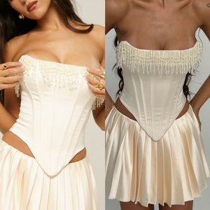 HOUSE OF CB 'Aubrie' Vintage Cream Embellished Satin Corset